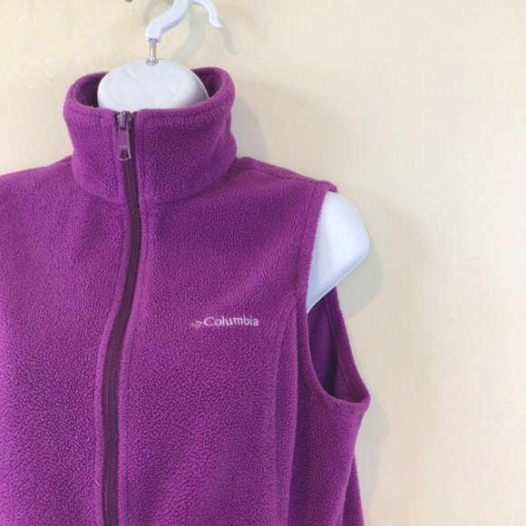 Columbia Bright Purple Zip Up Fleece Outdoor Vest - Picture 2 of 5